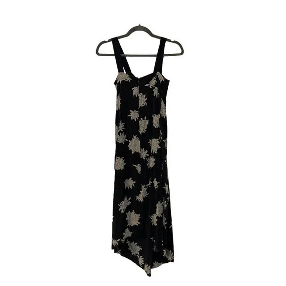 Vince Silk Midi Dress Midnight Blue Floral Sleeveless Asymmetric Size XS - Picture 4 of 7